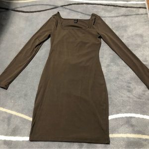 3for$10 Brown Backless Long Sleeve Dress
